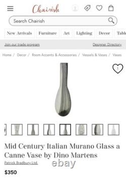 Vintage 1950s Murano Mezza Filigrana Glass Vase By Creator Dino Martens