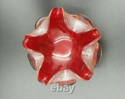 Vintage 1950s Murano Red Glass with Silver Flecks Dish/Ashtray
