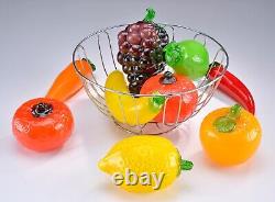 Vintage 1960's MCM 9 Pieces of Vintage Murano Style Glass Fruit & Vegetables