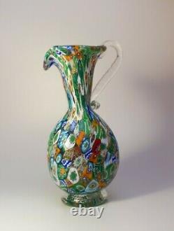 Vintage 1960s Fratelli Toso Millefiori Murano Glass Jug Pitcher Vase Collectable