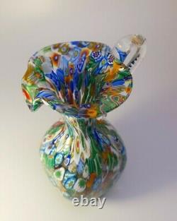 Vintage 1960s Fratelli Toso Millefiori Murano Glass Jug Pitcher Vase Collectable