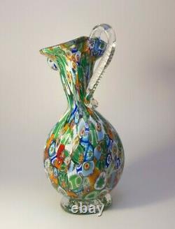 Vintage 1960s Fratelli Toso Millefiori Murano Glass Jug Pitcher Vase Collectable