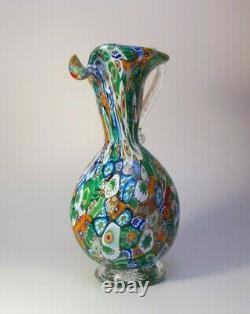 Vintage 1960s Fratelli Toso Millefiori Murano Glass Jug Pitcher Vase Collectable