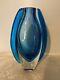 Vintage 1960s MURANO Flavio Poli Sommerso Art Glass Winged Vase Deep Rich Blue