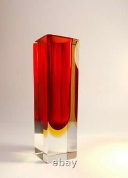 Vintage 1960s Mandruzzato Multi Rich Sommerso Murano Faceted Art Glass Vase