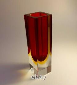 Vintage 1960s Mandruzzato Multi Rich Sommerso Murano Faceted Art Glass Vase
