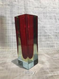 Vintage 1960s Mandruzzato Multi Rich Sommerso Murano Faceted Art Glass Vase 12cm