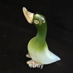 Vintage 1960s Murano Glass 14.5 DUCK Gold Flake Beak/ Feet Glass
