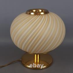 Vintage 1960s Striped Design Murano Glass Sphere Table Lamp Brass Base