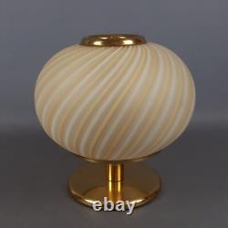 Vintage 1960s Striped Design Murano Glass Sphere Table Lamp Brass Base