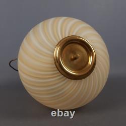 Vintage 1960s Striped Design Murano Glass Sphere Table Lamp Brass Base