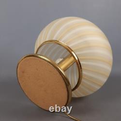 Vintage 1960s Striped Design Murano Glass Sphere Table Lamp Brass Base