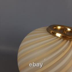 Vintage 1960s Striped Design Murano Glass Sphere Table Lamp Brass Base