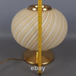 Vintage 1960s Striped Design Murano Glass Sphere Table Lamp Brass Base