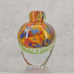 Vintage 1970 Italian Murano Glass Sommerso Pulled Feather Vase Luigi Onesto