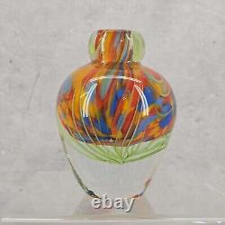 Vintage 1970 Italian Murano Glass Sommerso Pulled Feather Vase Luigi Onesto