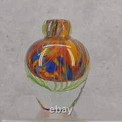 Vintage 1970 Italian Murano Glass Sommerso Pulled Feather Vase Luigi Onesto