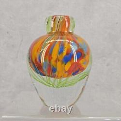 Vintage 1970 Italian Murano Glass Sommerso Pulled Feather Vase Luigi Onesto