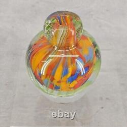 Vintage 1970 Italian Murano Glass Sommerso Pulled Feather Vase Luigi Onesto