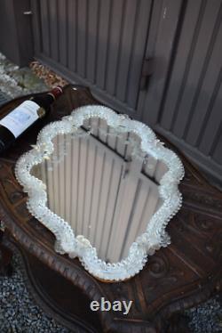 Vintage 1970 Murano glass flower wall mirror