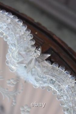 Vintage 1970 Murano glass flower wall mirror