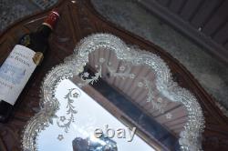 Vintage 1970 Murano glass flower wall mirror