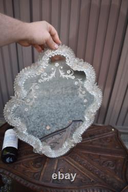 Vintage 1970 Murano glass flower wall mirror