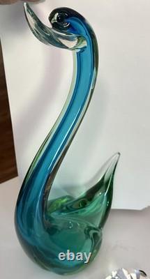 Vintage 1970's Murano Glass Swan Figurine Hand Blown Standing Over 16! No Chips