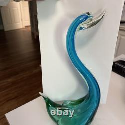 Vintage 1970's Murano Glass Swan Figurine Hand Blown Standing Over 16! No Chips