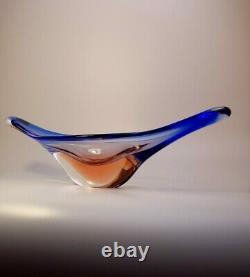Vintage 1970s Murano Centrepiece Bowl Multicolour Sommerso Home Decor Art Glass
