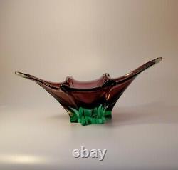 Vintage 1970s Murano Centrepiece Flower Bowl Multicolour Sommerso Art Glass