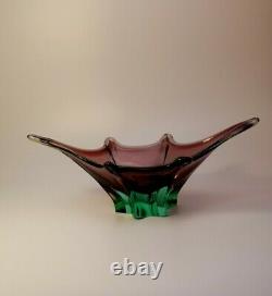 Vintage 1970s Murano Centrepiece Flower Bowl Multicolour Sommerso Art Glass