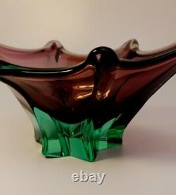 Vintage 1970s Murano Centrepiece Flower Bowl Multicolour Sommerso Art Glass