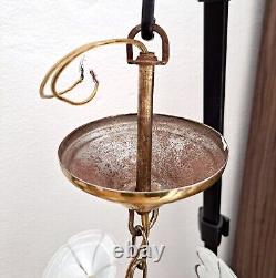Vintage 1970s Murano Glass Chandelier Italian Floral Brass Pendant Light