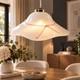 Vintage 1970s Murano Glass Pendant Light Vetri Style White Pink Ribbon 50