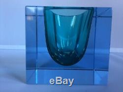 Vintage 1970s Very Large Murano Sommerso Block Bowl in Shades of Blue