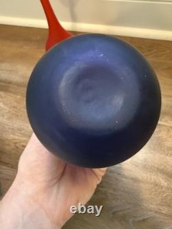Vintage 1980's Carlo Moretti Set Of 3 Murano Glass Vases Blue Red Yellow