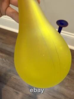 Vintage 1980's Carlo Moretti Set Of 3 Murano Glass Vases Blue Red Yellow