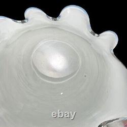 Vintage 1980s Fratelli Toso Murano Art Glass Cotton Candy Swirl Console Bowl