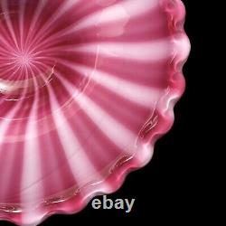 Vintage 1980s Fratelli Toso Murano Art Glass Pink and White Swirl Leaf Sculpture