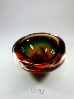 Vintage 1980s Geode Bowl Archimede Seguso Murano Multi Sommerso Cased Art Glass