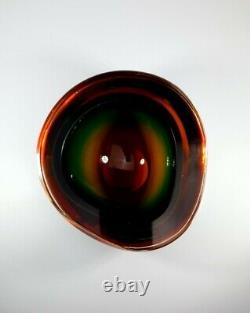 Vintage 1980s Geode Bowl Archimede Seguso Murano Multi Sommerso Cased Art Glass