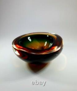 Vintage 1980s Geode Bowl Archimede Seguso Murano Multi Sommerso Cased Art Glass