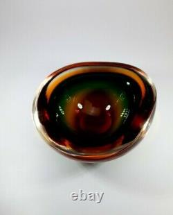 Vintage 1980s Geode Bowl Archimede Seguso Murano Multi Sommerso Cased Art Glass