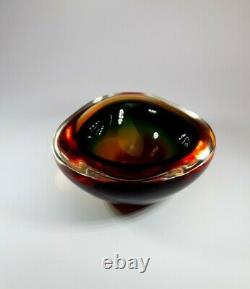 Vintage 1980s Geode Bowl Archimede Seguso Murano Multi Sommerso Cased Art Glass