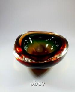 Vintage 1980s Geode Bowl Archimede Seguso Murano Multi Sommerso Cased Art Glass