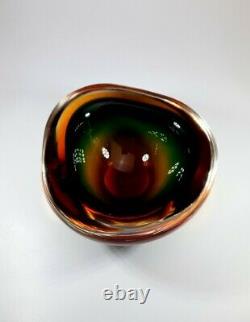 Vintage 1980s Geode Bowl Archimede Seguso Murano Multi Sommerso Cased Art Glass