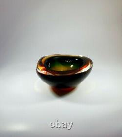 Vintage 1980s Geode Bowl Archimede Seguso Murano Multi Sommerso Cased Art Glass