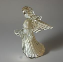 Vintage 1990's Murano Glass Praying Angel With 24k Gold Fleck Long Hair RARE