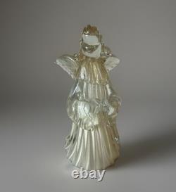 Vintage 1990's Murano Glass Praying Angel With 24k Gold Fleck Long Hair RARE